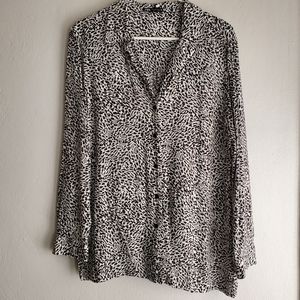 ZARA Black White Long Sleeve Button Down Shirt